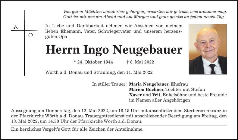 Traueranzeige Ingo Neugebauer