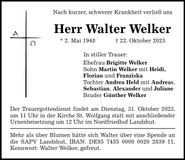 Traueranzeige Walter Welker