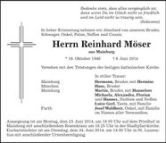Traueranzeige Reinhard Möser