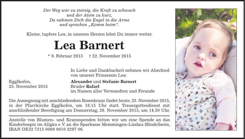 Traueranzeige Lea Barnert