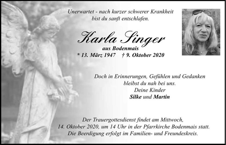 Traueranzeige Karla Singer