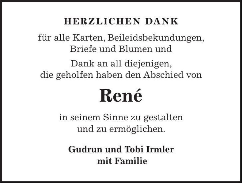 Traueranzeige René Irmler