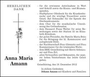 Traueranzeige Anna Maria Amann