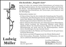 Traueranzeige Ludwig Müller