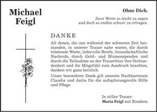 Traueranzeige Michael Feigl