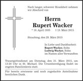 Traueranzeige Rupert Wacker