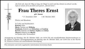 Traueranzeige Theres Ernst