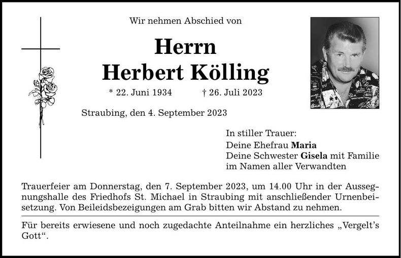 Traueranzeige Herbert Kölling
