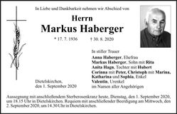 Traueranzeige Markus Haberger