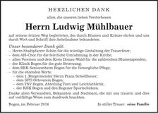 Traueranzeige Ludwig Mühlbauer