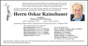 Traueranzeige Oskar Kainzbauer