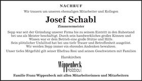 Traueranzeige Josef Schabl
