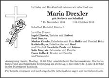 Traueranzeige Maria Drexler