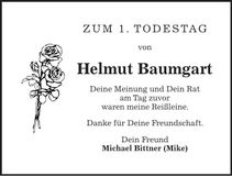 Traueranzeige Helmut Baumgart