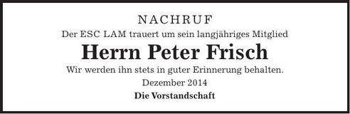 Traueranzeige Peter Frisch