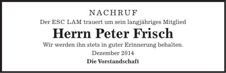 Traueranzeige Peter Frisch