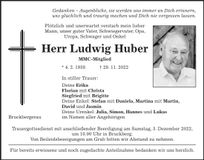 Traueranzeige Ludwig Huber