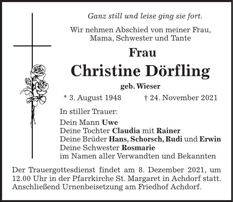Traueranzeige Christine Dörfling