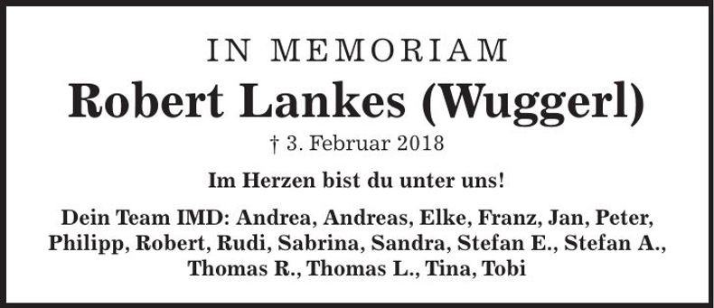 Traueranzeige Robert Lankes