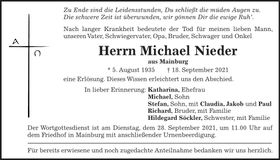 Traueranzeige Michael Nieder
