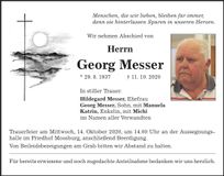 Traueranzeige Georg Messer