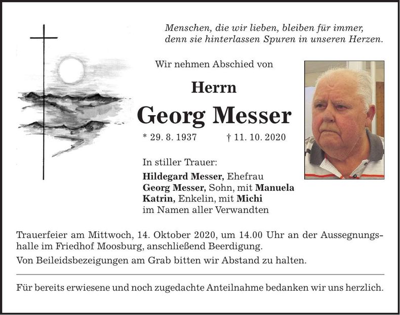 Traueranzeige Georg Messer