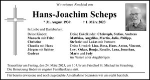 Traueranzeige Hans-Joachim Scheps