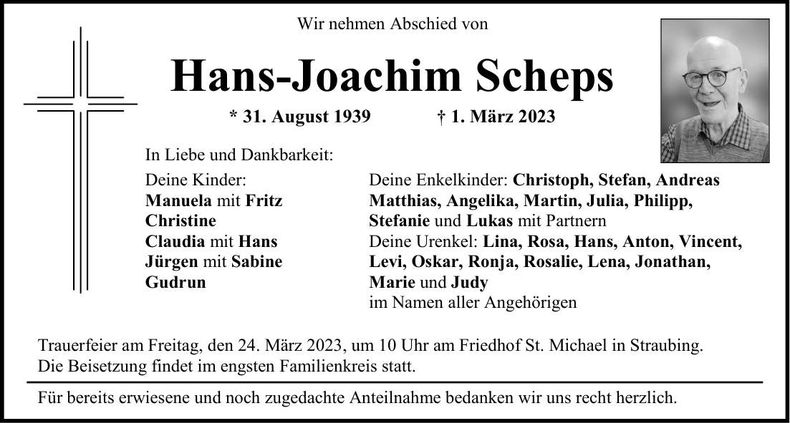 Traueranzeige Hans-Joachim Scheps