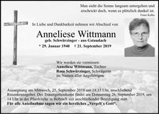 Traueranzeige Wittmann Anneliese