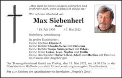Traueranzeige Max Siebenherl