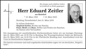 Traueranzeige Eduard Zeitler