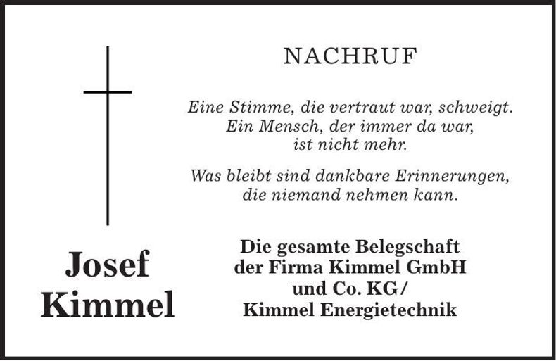 Traueranzeige Josef Kimmel