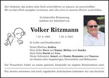 Traueranzeige Volker Ritzmann