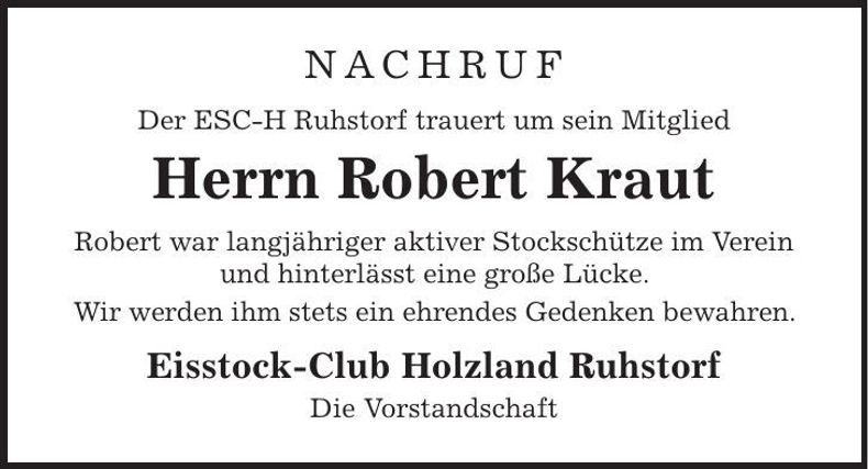 Traueranzeige Robert Kraut