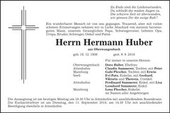 Traueranzeige Hermann Huber