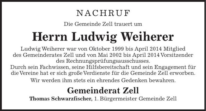 Traueranzeige Ludwig Weiherer
