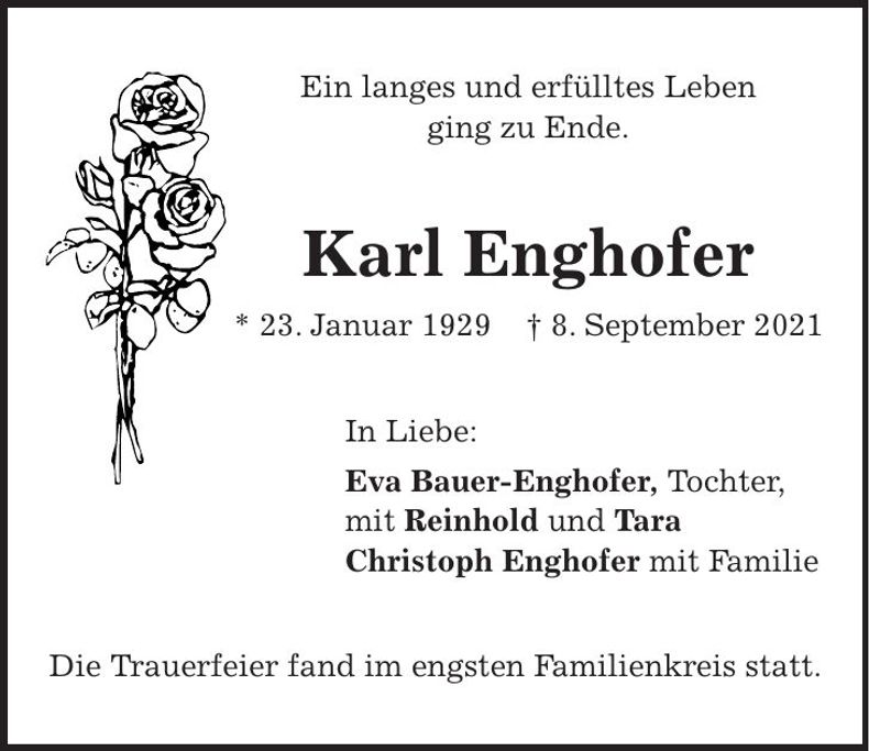 Traueranzeige Karl Enghofer