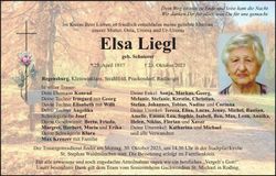 Traueranzeige Elsa Liegl