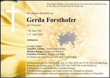Traueranzeige Gerda Forsthofer