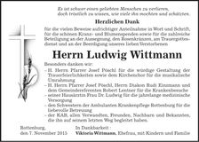 Traueranzeige Ludwig Wittmann