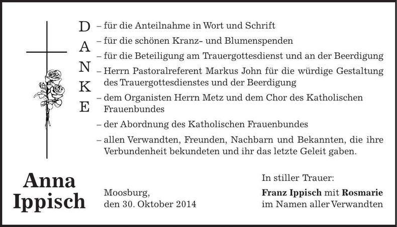 Traueranzeige Anna Ippisch