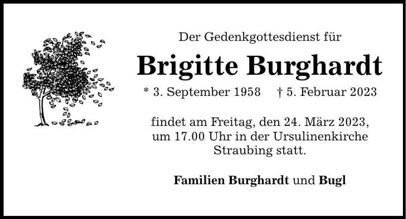 Traueranzeige Brigitte Burghardt