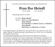 Traueranzeige Hanns Heindl