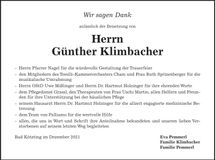 Traueranzeige Günther Klimbacher