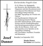 Traueranzeige Josef Danner