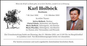 Traueranzeige Karl Holböck