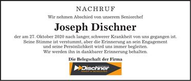 Traueranzeige Joseph Dischner