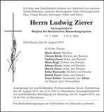 Traueranzeige Ludwig Zierer