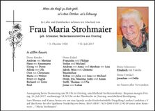 Traueranzeige Maria Strohmaier