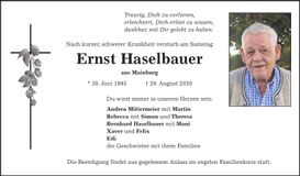 Traueranzeige Ernst Haselbauer